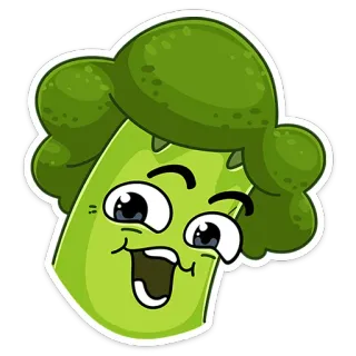 ☺️ 브로콜리, 채소, 음식, 만화, 귀여운, 행복한 telegram sticker