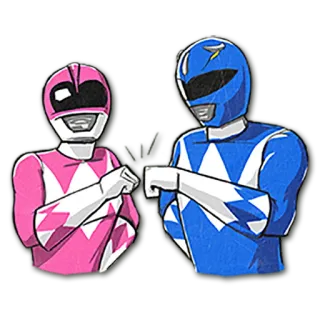 ✊ Power Rangers power rangers, pink ranger, blue ranger, team, superhero telegram sticker
