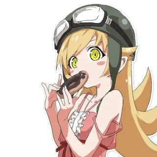 👀 Shinobu Oshino Monogatari anime, kawaii, donut, cute, shinobu oshino, monogatari telegram sticker