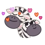 🥰 zebra, animals, love, hearts, cute, cartoon, affection, family telegram sticker