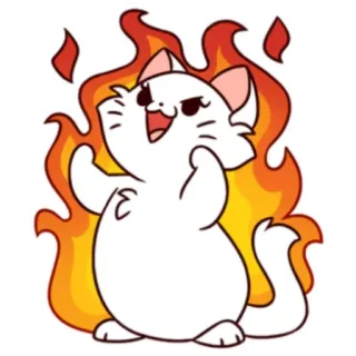 😈 кот, огонь, мультфильм, злой, пламя telegram sticker