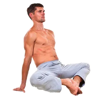 🧘‍♂️ мужчина, йога, фитнес, без рубашки, сидя, упражнение, поза telegram sticker