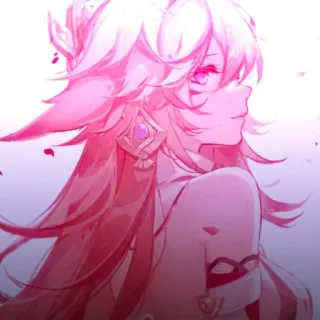 🔮 Yae Miko Genshin Impact 애니메이션, 야에 미코, 원신, 분홍색, 여우 whatsapp sticker