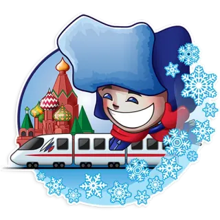 🇷🇺 winter, train, Moscow, snowflakes, Russia telegram sticker
