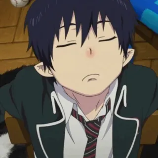 ☁️ Rin Okumura Blue Exorcist Anime, Charakter, Schuluniform, Schlafend, Manga telegram sticker