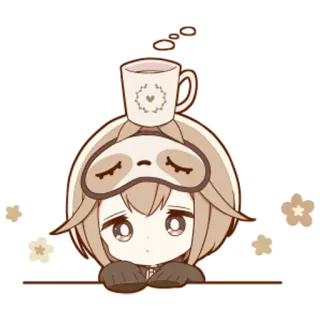 🐱 slaperig, anime, koffie, schattig, moe whatsapp sticker