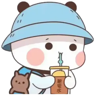 🥤 肥宅水 Мультфильм, Милый, Напиток, Панама, Панда, Кавай, Молочный чай telegram sticker