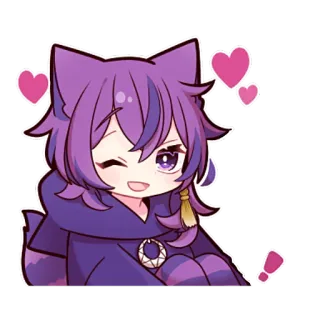 😉 chat, coeur, mignon, animé, violet telegram sticker