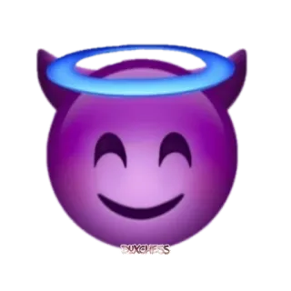 😈 絵文字, 悪魔, 天使, 光輪, 紫 telegram sticker