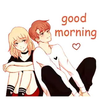 ❤️ good morning mañana, amor, pareja, dibujos animados telegram sticker
