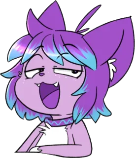 😏 การ์ตูน, สีม่วง, ยิ้มเยาะ, อนิเมะ, ตัวละคร, สัตว์, น่ารัก telegram sticker