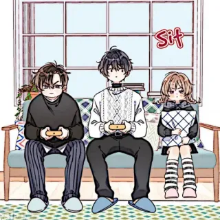📼 Sit Manga, Anime, Sitzen, Couch, Spiel, Konsole whatsapp sticker