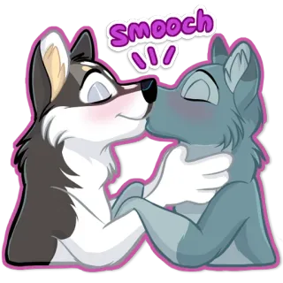😋 smooch beijo, amor, lobo, romântico, chamego, desenho animado telegram sticker