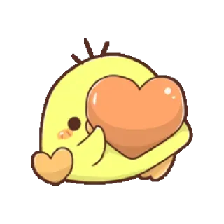 ❤️ chick, heart, love, cute, yellow, cartoon, animal telegram sticker