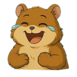 🧸 หมี, หัวเราะ, มีความสุข, น้ำตาแห่งความสุข, น่ารัก, การ์ตูน, ตลก telegram sticker