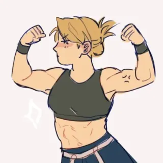 💅 Fitness, Músculo, Forte, Mulher, Anime, Desenho animado telegram sticker