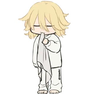 😪 @Hawks chibi, dễ thương, nhân vật, em bé, buồn ngủ telegram sticker