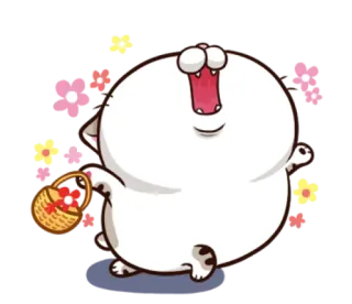 ☺️ 고양이, 바구니, 꽃, 귀여운, 동물 telegram sticker