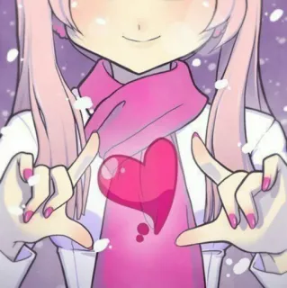 ❤ Anime, Mädchen, Rosa, Herz, Cartoon telegram sticker