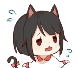 😓 Аниме, Девушка-кошка, Наклейка, Милый, Чиби telegram sticker