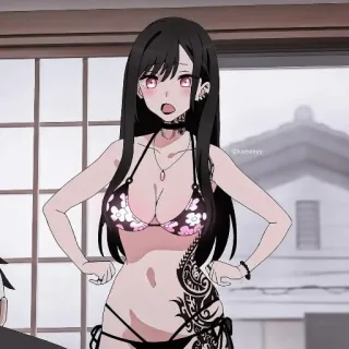 😯 Anime, Fille, Bikini, Tatouage, Personnage telegram sticker