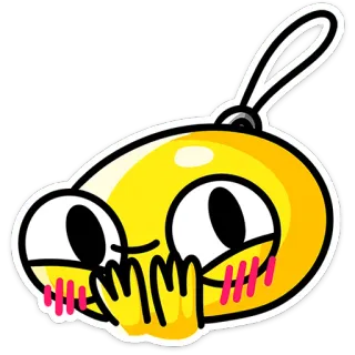 🤭 絵文字, 黄色, マンガ, 顔, 赤面, 幸せ telegram sticker