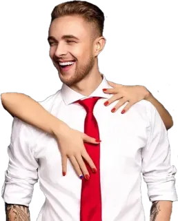 😘 uomo, cravatta, mani, rosso, camicia, felice telegram sticker