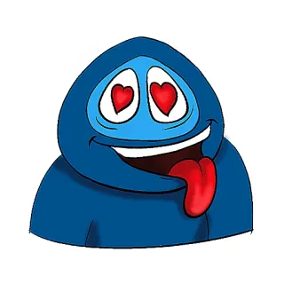 😍 desenho animado, monstro, amor, olhos de coração, feliz, bobo, azul telegram sticker