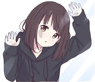 👀 anime, girl, cute, cartoon, hoodie telegram sticker