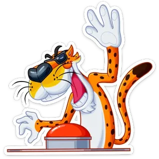 😡 Chester Cheetah チェスターチーター, カートゥーン, 動物, ボタンを押す, スナック マスコット telegram sticker