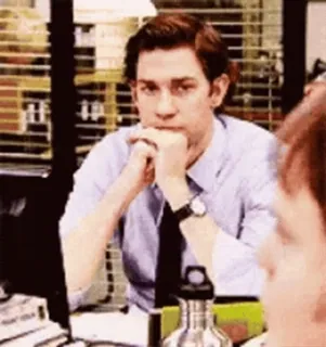 😉 Jim Halpert The Office Jim Halpert, The Office, bored, thinking, meme telegram sticker