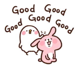 ☺️ Good Good Good Good Good schattig, konijn, konijn, vogel, positief, vriendschap, groet telegram sticker