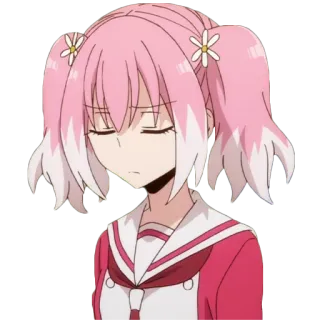 😤 anime, chica, pelo rosa, flores, linda telegram sticker