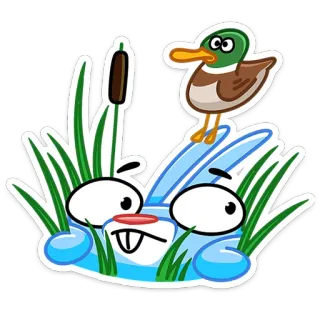 🦆 konijn, eend, cartoon, dier, sticker telegram sticker