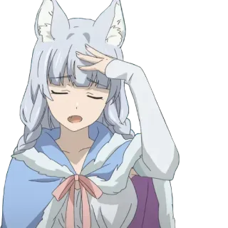 🤦‍♀️ anime, cat girl, white hair, ears, character, cute, frustrated telegram sticker