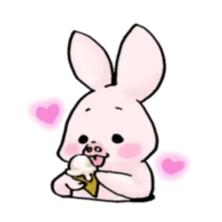 🍦 свинья, кролик, мороженое, сердечки, милый, мультфильм telegram sticker
