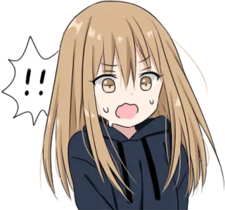 😰 !! 动漫, 漫画, 女孩, 震惊, 表情, 卡通 whatsapp sticker