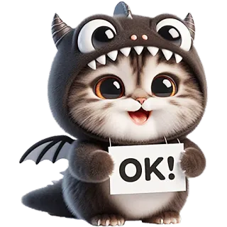 👌 OK! gatto, gattino, carino, drago, animale, animale domestico, ok telegram sticker