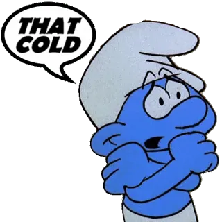 ⛄ Smurf THAT COLD cartone animato, puffo, freddo, meteo, blu, personaggio telegram sticker