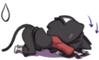 🙇 кот, аниме, грустный, уставший, измученный, спящий, мультфильм whatsapp sticker