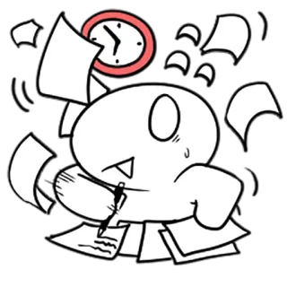 📑 papelada, prazo, estresse, relógio, escritório, desenho animado telegram sticker