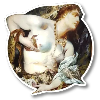 🍑 nu, femme, peinture, classique, serpent, art telegram sticker