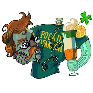 🍹 FOCAIL ASANACH irlandés, hombre, alcohol, gaélico, trébol, cóctel, bebida whatsapp sticker
