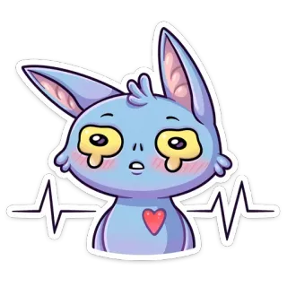 ❤️ süß, Hase, Herz, traurig, weinend, Augen, Aufkleber, Cartoon, Tier telegram sticker