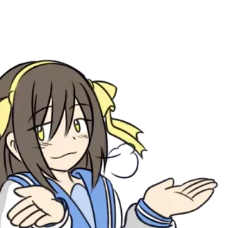 🍙 Anime, Garota, Dar de ombros, Fofo, Desenho animado, Personagem telegram sticker