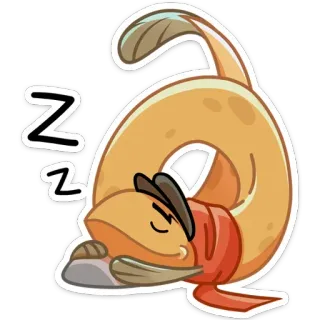 😴 ZZ đang ngủ, cá, giấc ngủ, hoạt hình, động vật, mũ, khăn quàng cổ telegram sticker