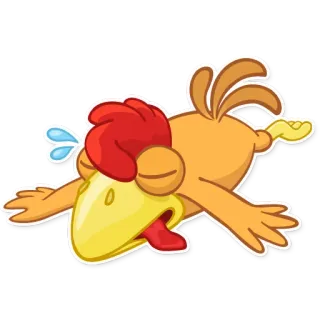 😓 frango, desenho animado, engraçado, exausto, morto, animal, meme whatsapp sticker