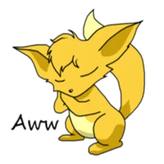 😴 animal, renard, dessin animé, mignon, kawaii, jaune telegram sticker