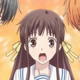 😟 Tohru Honda Fruits Basket Anime, geschrokken, Tohru Honda, Fruits Basket, verrassing telegram sticker