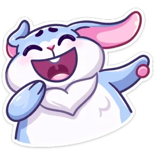 😃 зайчик, милый, счастливый, мультик, стикер telegram sticker